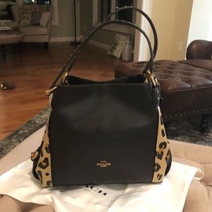 NWT Coach #32728 Black Leopard Shoulder Bag